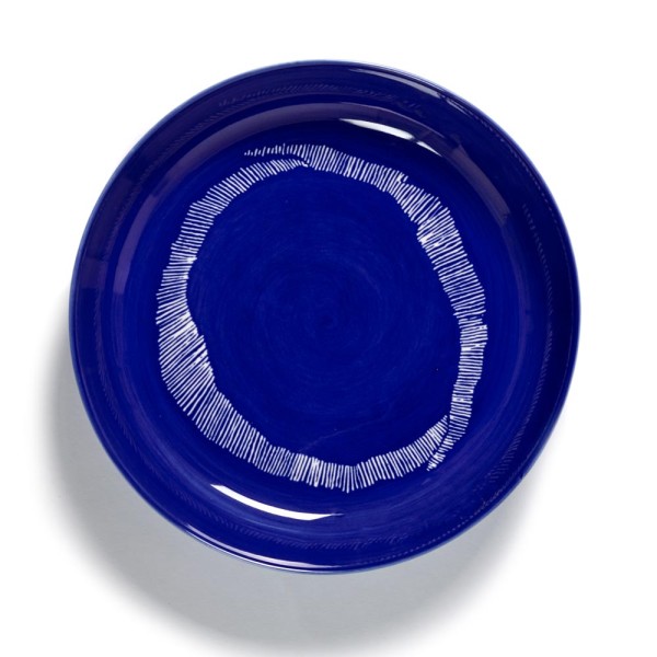 Serax Teller hoher Rand Feast "Lapis Lazuli Swirl Stripes White"